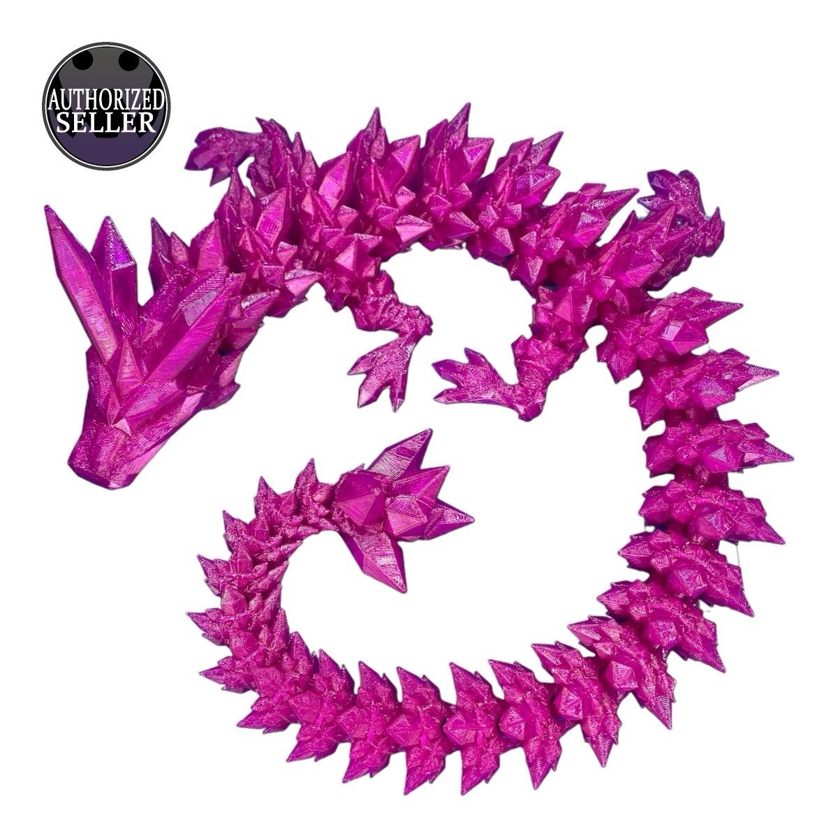 Durable Crystal Flexi-Dragon – Articulated Toy That Floats – 3D Printed in Rainbow – Small to MEGA Sizes