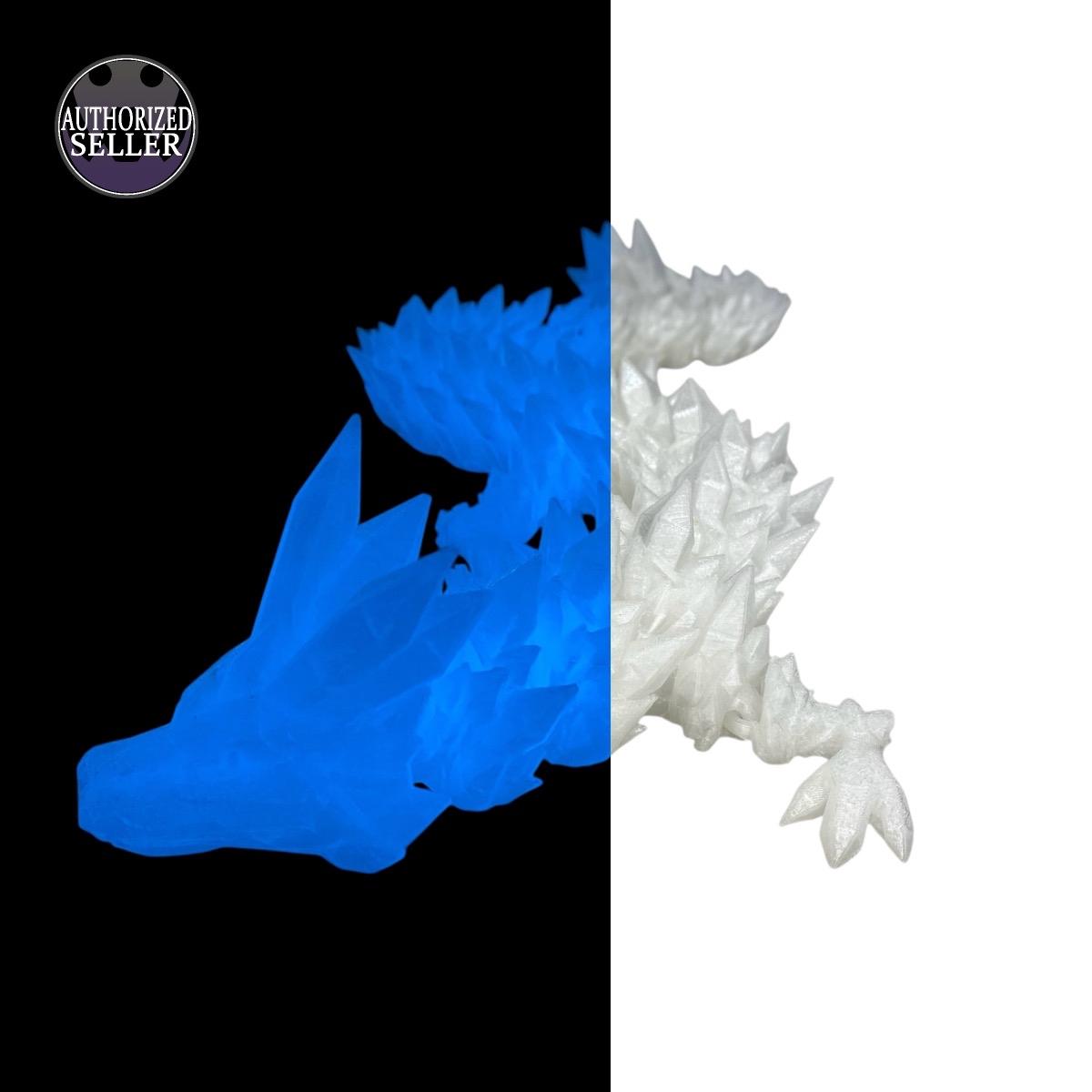 Durable Crystal Flexi-Dragon – Articulated Toy That Floats – 3D Printed in Rainbow – Small to MEGA Sizes