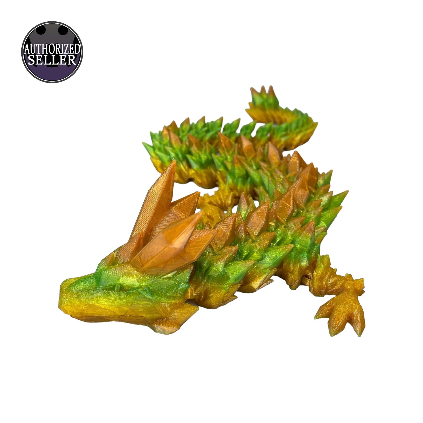Durable Crystal Flexi-Dragon – Articulated Toy That Floats – 3D Printed in Rainbow – Small to MEGA Sizes
