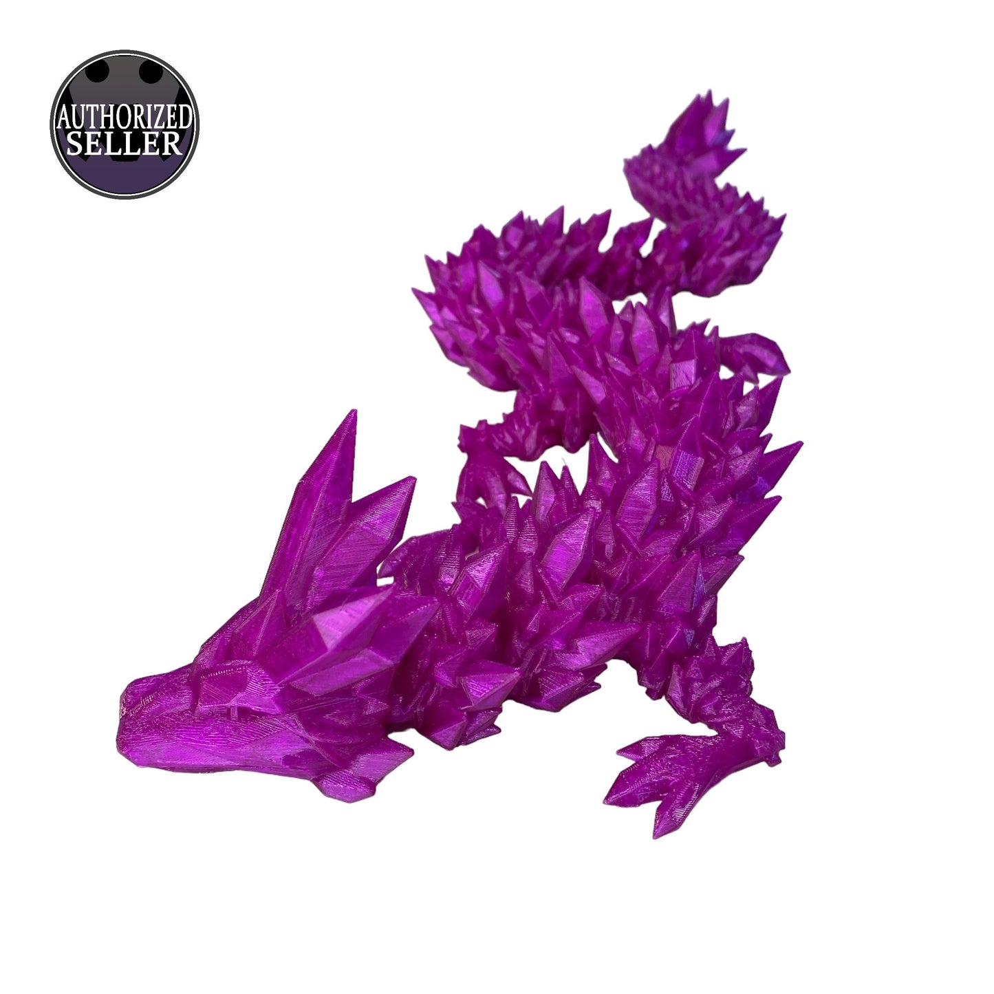 Durable Crystal Flexi-Dragon – Articulated Toy That Floats – 3D Printed in Rainbow – Small to MEGA Sizes