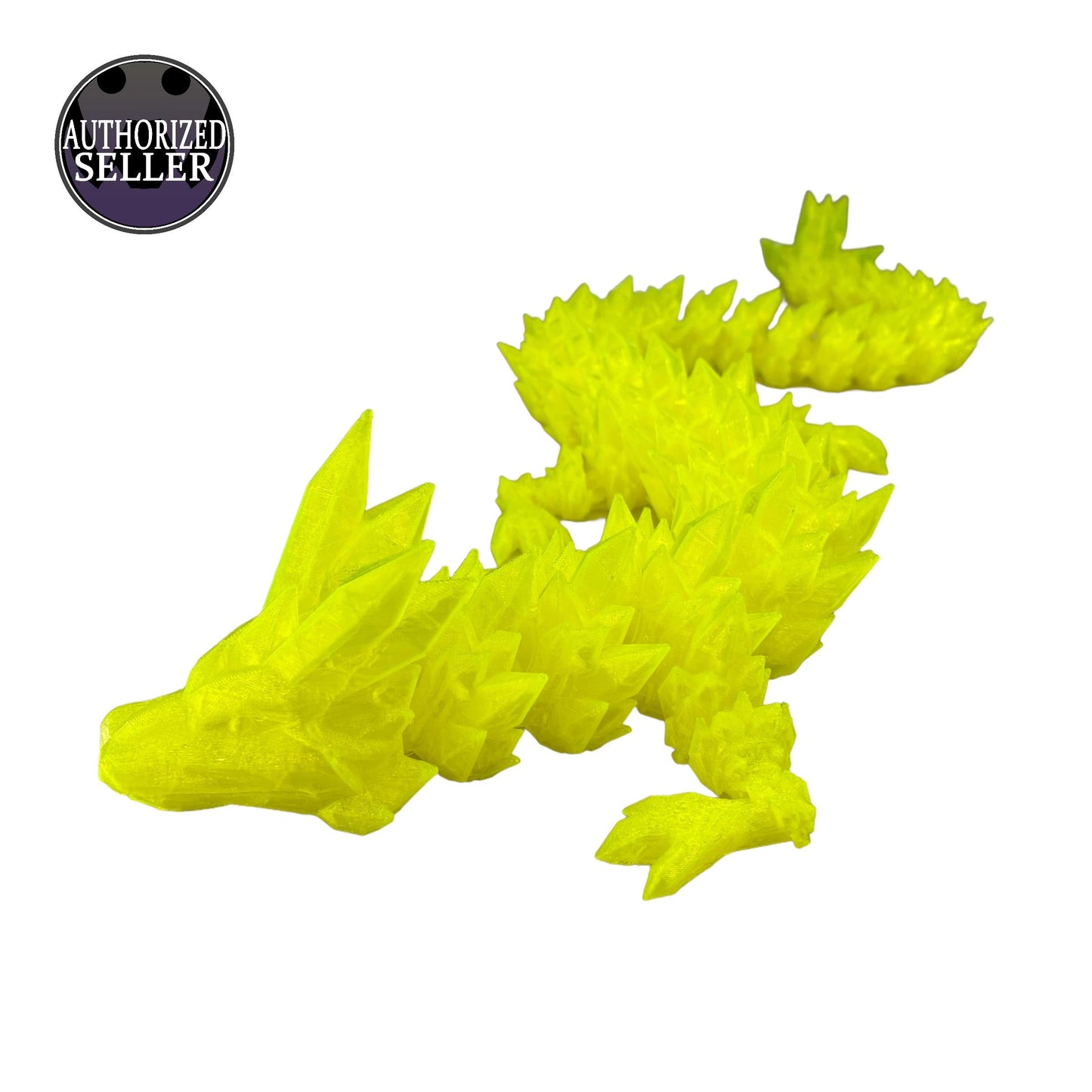 Durable Crystal Flexi-Dragon – Articulated Toy That Floats – 3D Printed in Rainbow – Small to MEGA Sizes