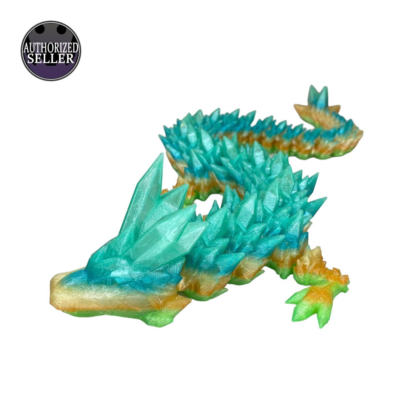 Durable Crystal Flexi-Dragon – Articulated Toy That Floats – 3D Printed in Rainbow – Small to MEGA Sizes