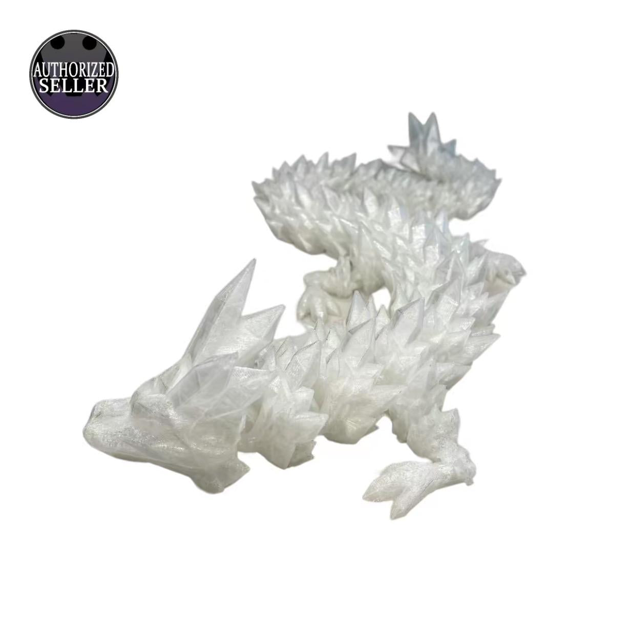 Durable Crystal Flexi-Dragon – Articulated Toy That Floats – 3D Printed in Rainbow – Small to MEGA Sizes