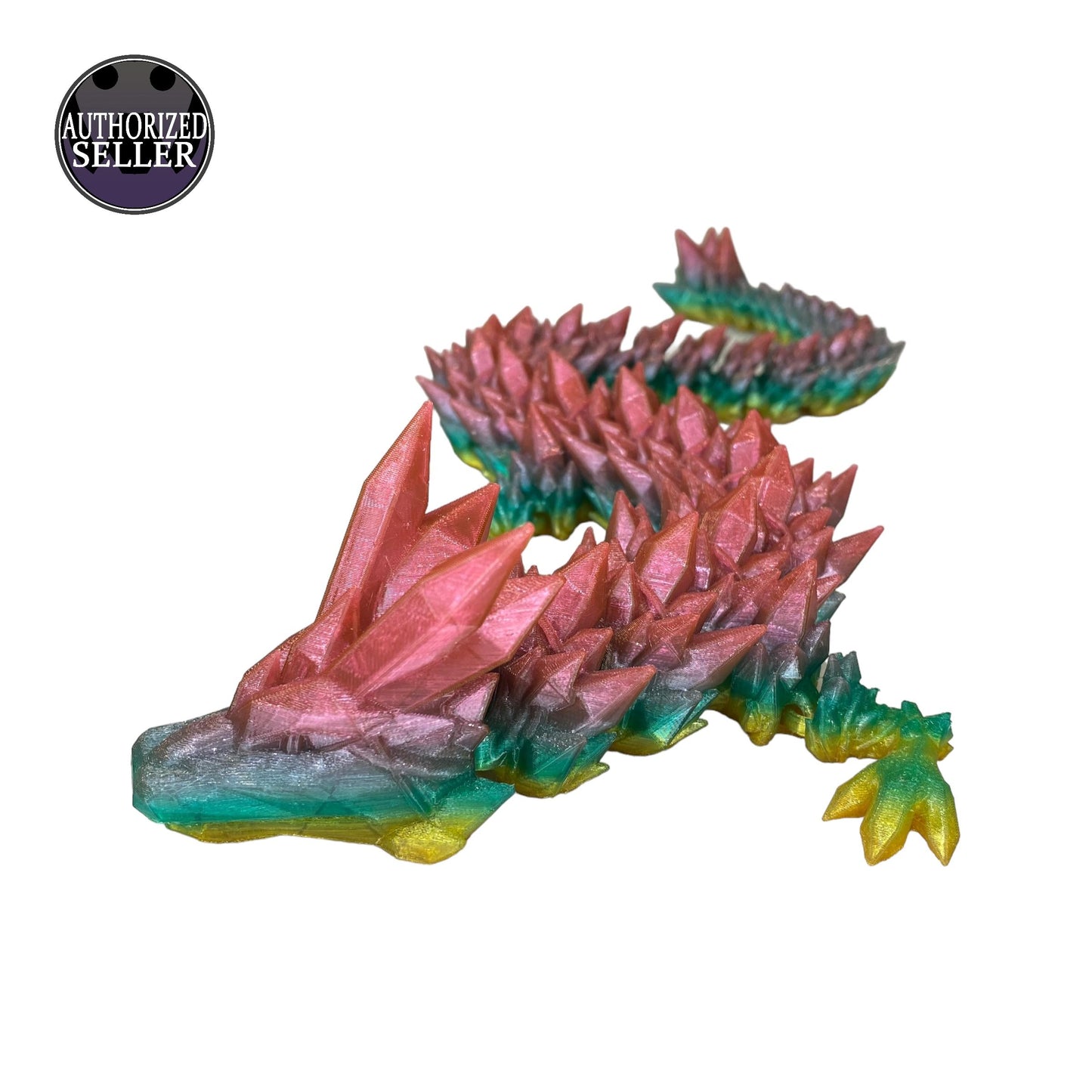 Durable Crystal Flexi-Dragon – Articulated Toy That Floats – 3D Printed in Rainbow – Small to MEGA Sizes