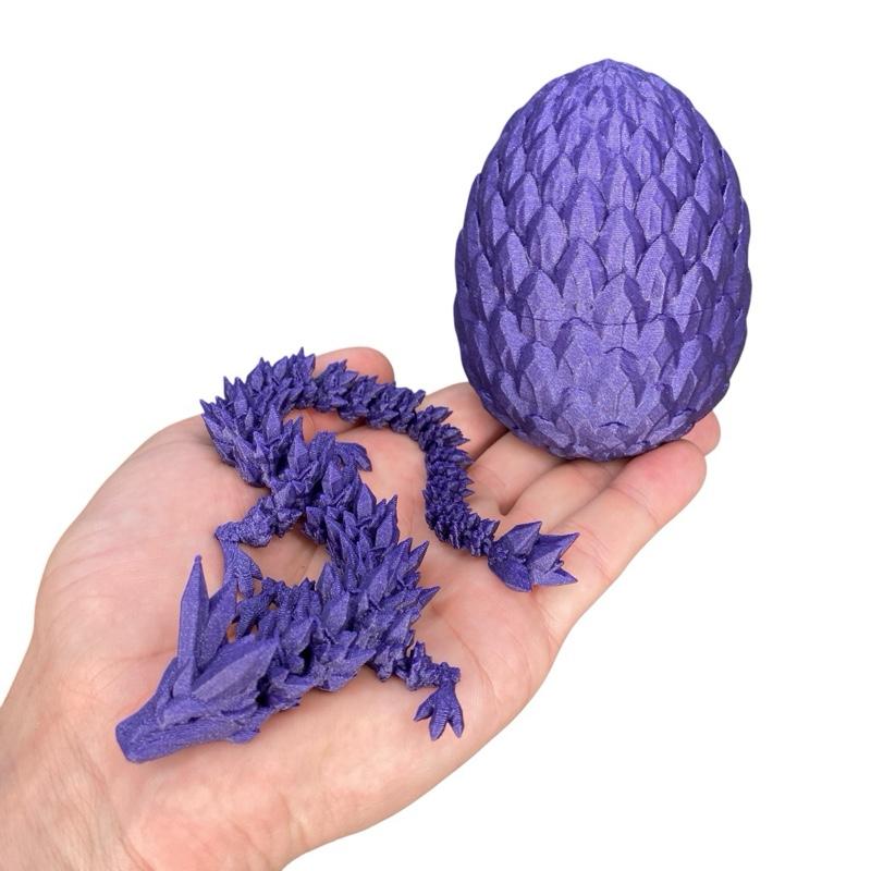 Crystal Dragon & Egg – Poseable 3D Printed Toy | Mystery or Choose Your Color – Collectible Figurine Gift