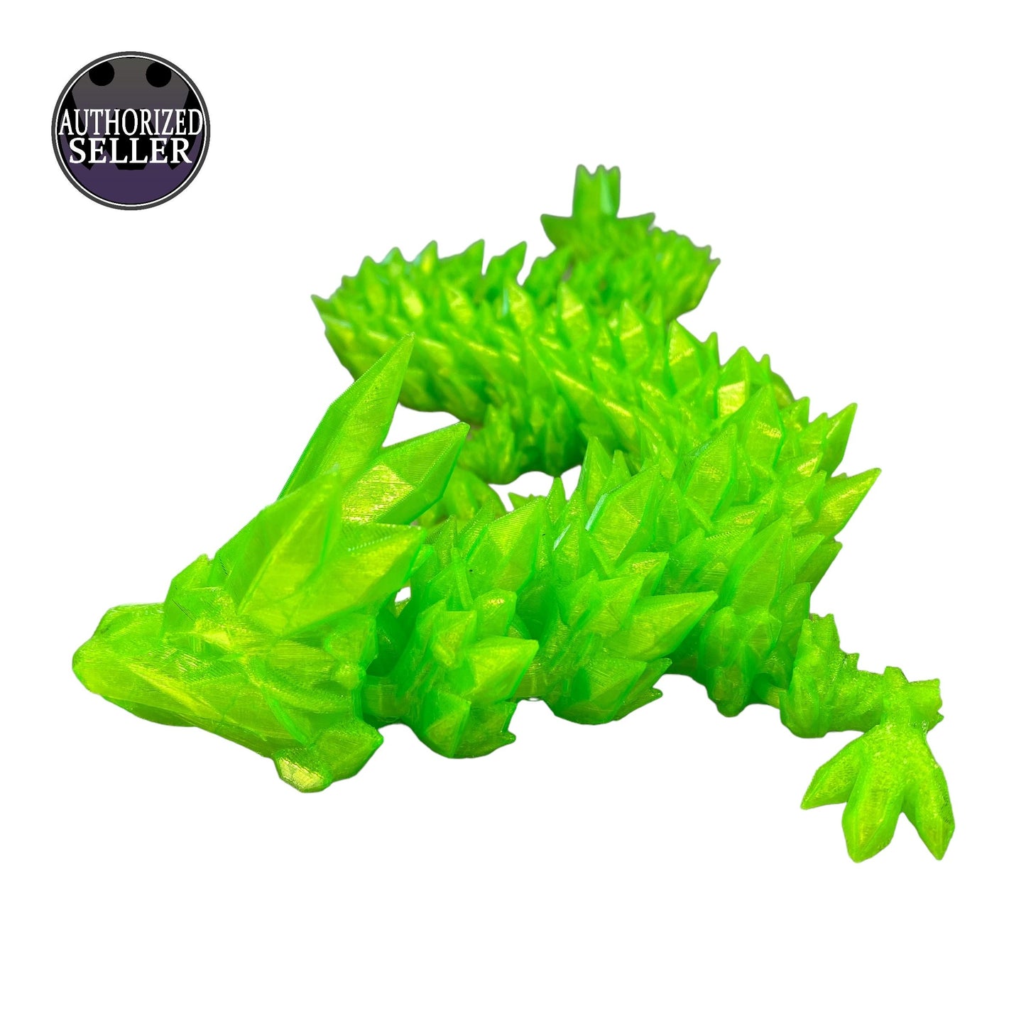 Durable Crystal Flexi-Dragon – Articulated Toy That Floats – 3D Printed in Rainbow – Small to MEGA Sizes