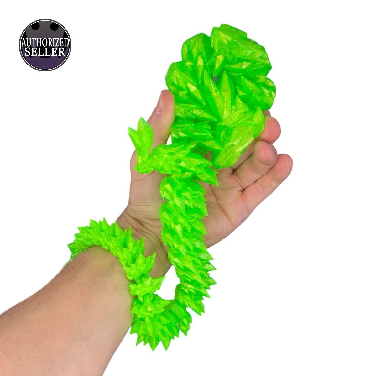 Durable Crystal Flexi-Dragon – Articulated Toy That Floats – 3D Printed in Rainbow – Small to MEGA Sizes