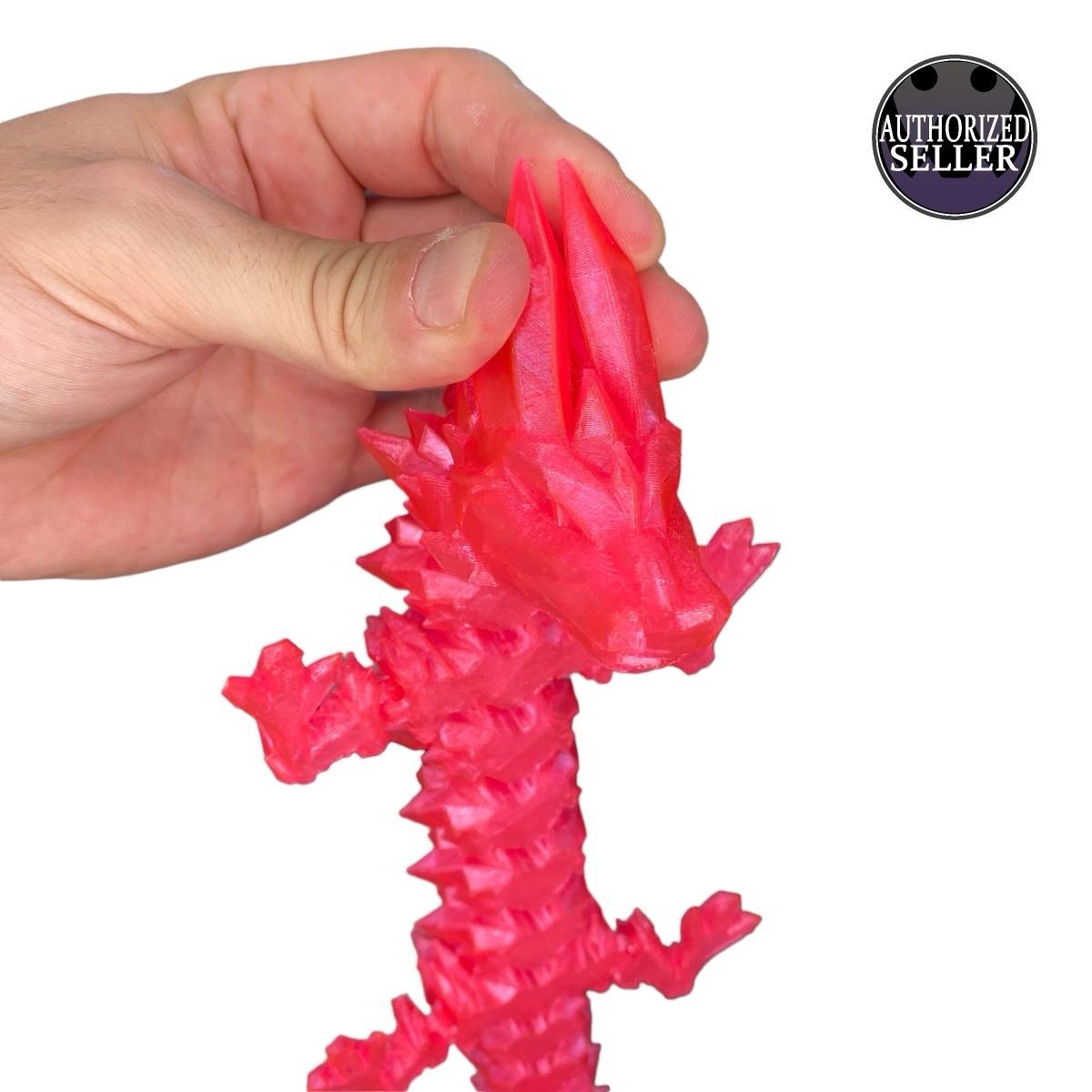 Durable Crystal Flexi-Dragon – Articulated Toy That Floats – 3D Printed in Rainbow – Small to MEGA Sizes