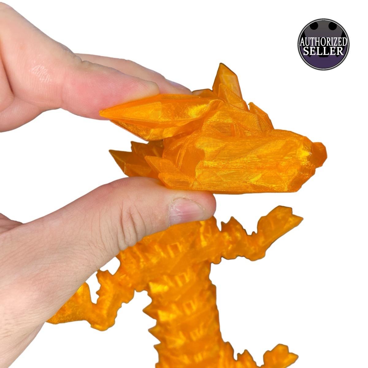 Durable Crystal Flexi-Dragon – Articulated Toy That Floats – 3D Printed in Rainbow – Small to MEGA Sizes