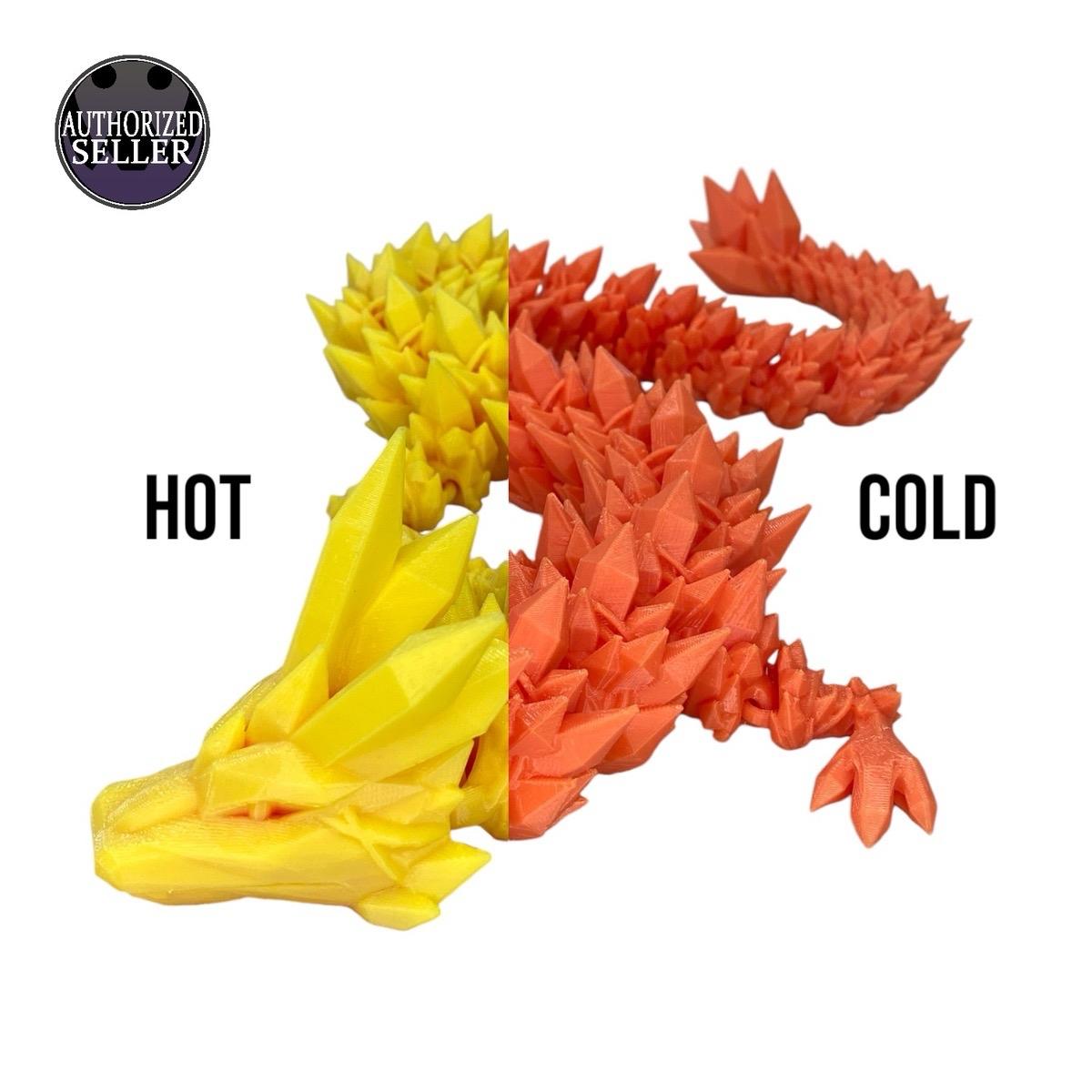 Durable Crystal Flexi-Dragon – Articulated Toy That Floats – 3D Printed in Rainbow – Small to MEGA Sizes