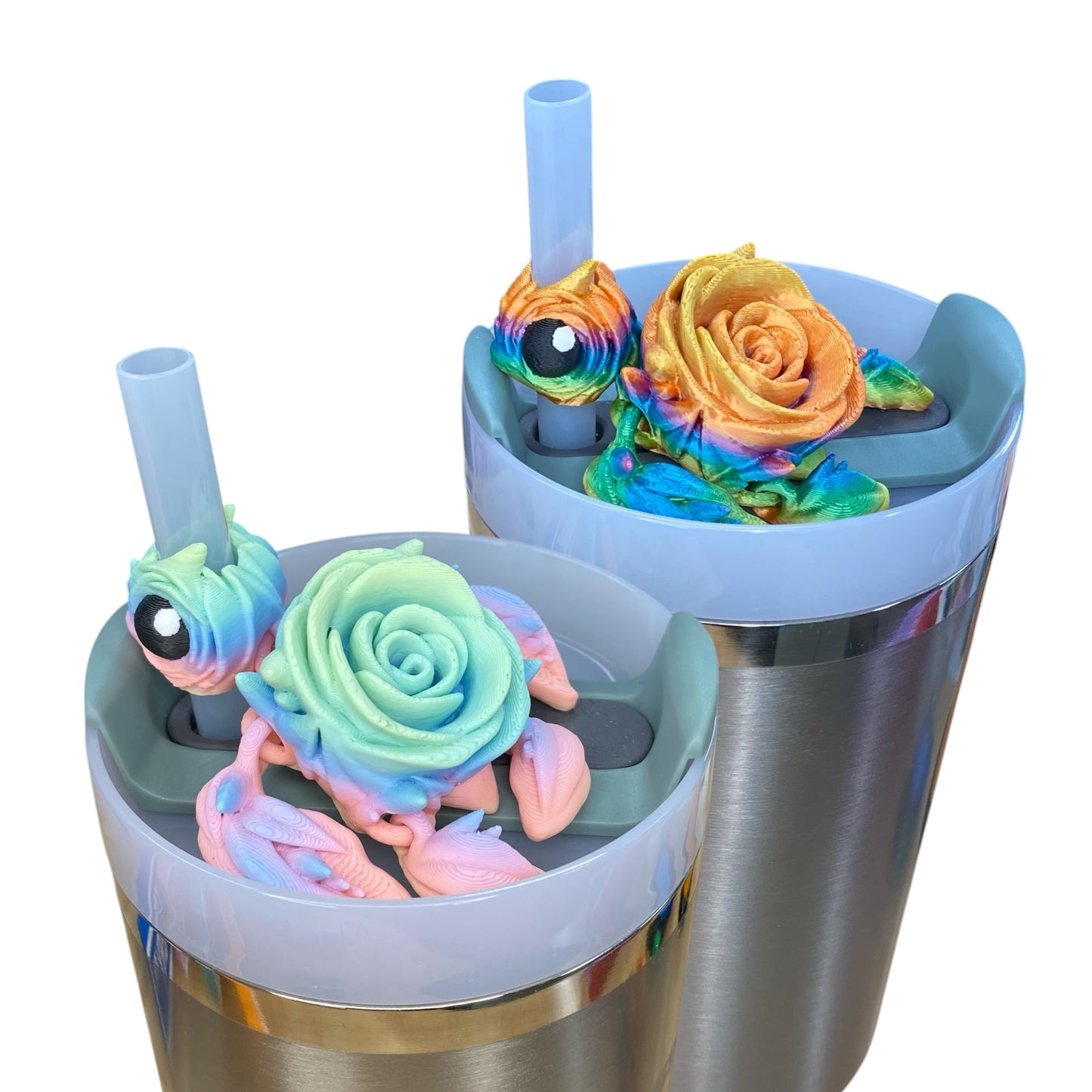 Rainbow Turtle Straw Buddy – Cute Straw Topper for Tumblers & Stanley Cups