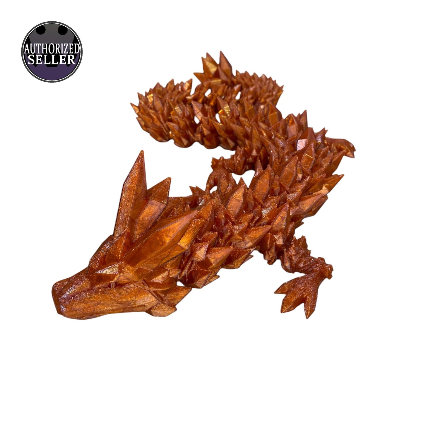 Durable Crystal Flexi-Dragon – Articulated Toy That Floats – 3D Printed in Rainbow – Small to MEGA Sizes