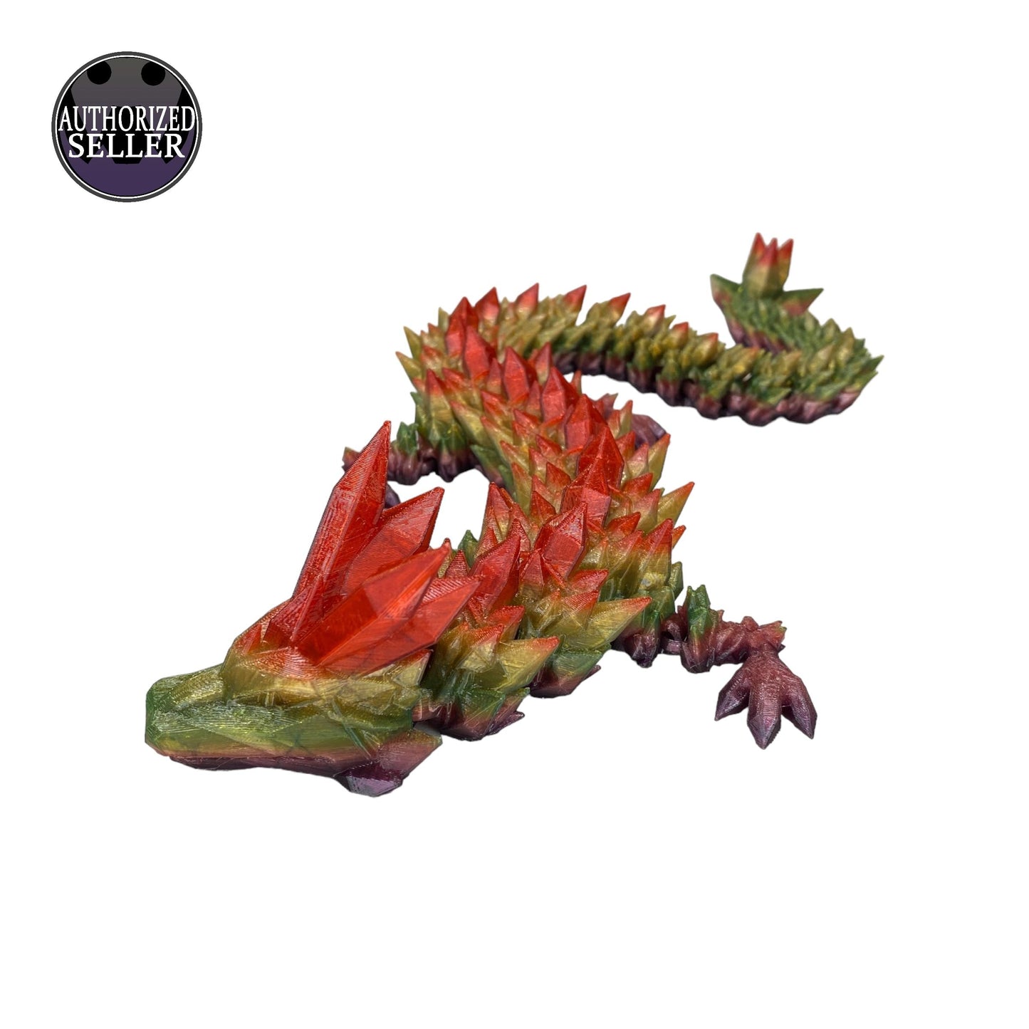 Durable Crystal Flexi-Dragon – Articulated Toy That Floats – 3D Printed in Rainbow – Small to MEGA Sizes
