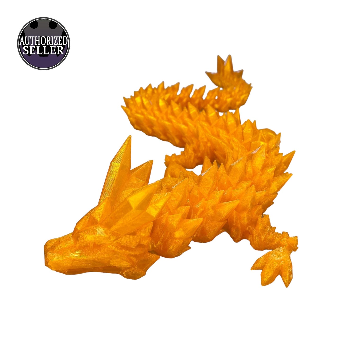 Durable Crystal Flexi-Dragon – Articulated Toy That Floats – 3D Printed in Rainbow – Small to MEGA Sizes
