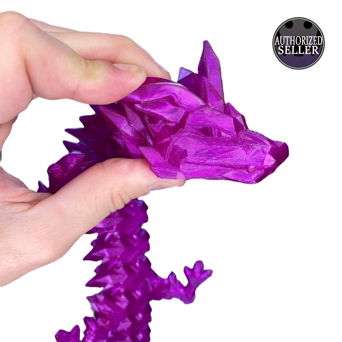 Durable Crystal Flexi-Dragon – Articulated Toy That Floats – 3D Printed in Rainbow – Small to MEGA Sizes
