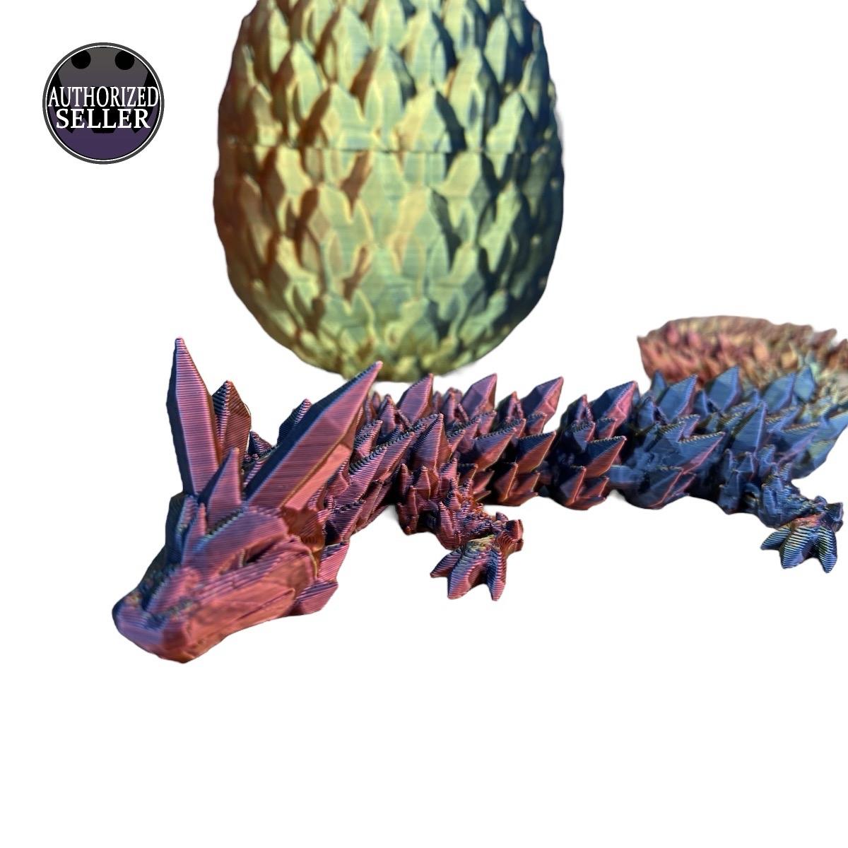 Crystal Dragon & Egg – Poseable 3D Printed Toy | Mystery or Choose Your Color – Collectible Figurine Gift