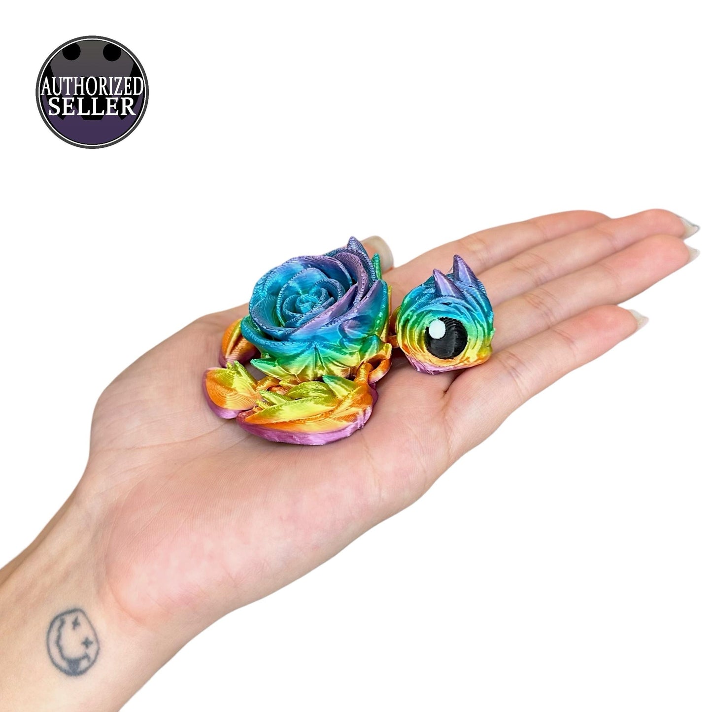 Rainbow Rose Turtle – Articulated 3D Figurine | Small to Mega – Pastel, Silky, Glitter