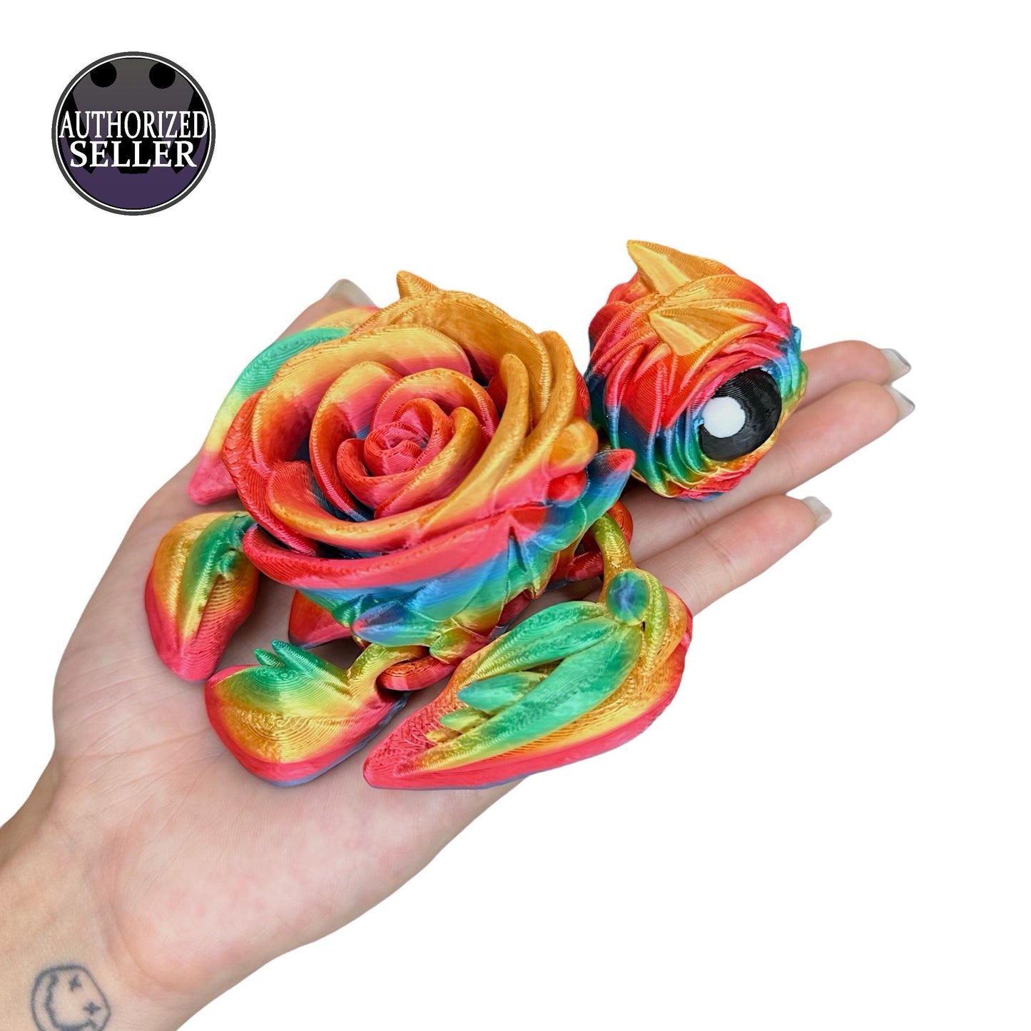 Rainbow Rose Turtle – Articulated 3D Figurine | Small to Mega – Pastel, Silky, Glitter