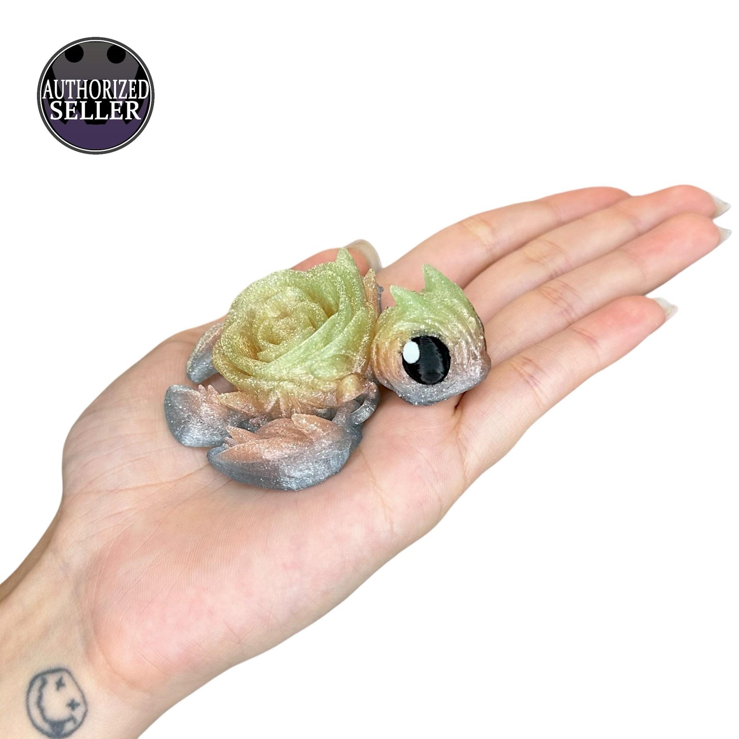 Rainbow Rose Turtle – Articulated 3D Figurine | Small to Mega – Pastel, Silky, Glitter