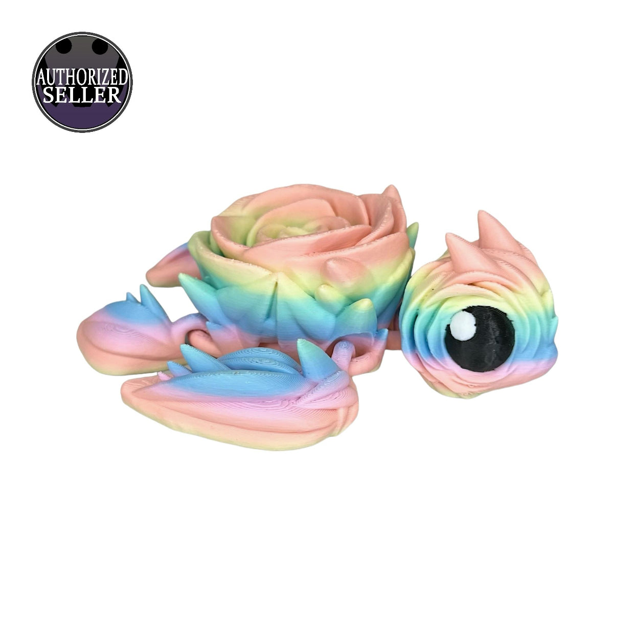 Rainbow Rose Turtle – Articulated 3D Figurine | Small to Mega – Pastel, Silky, Glitter