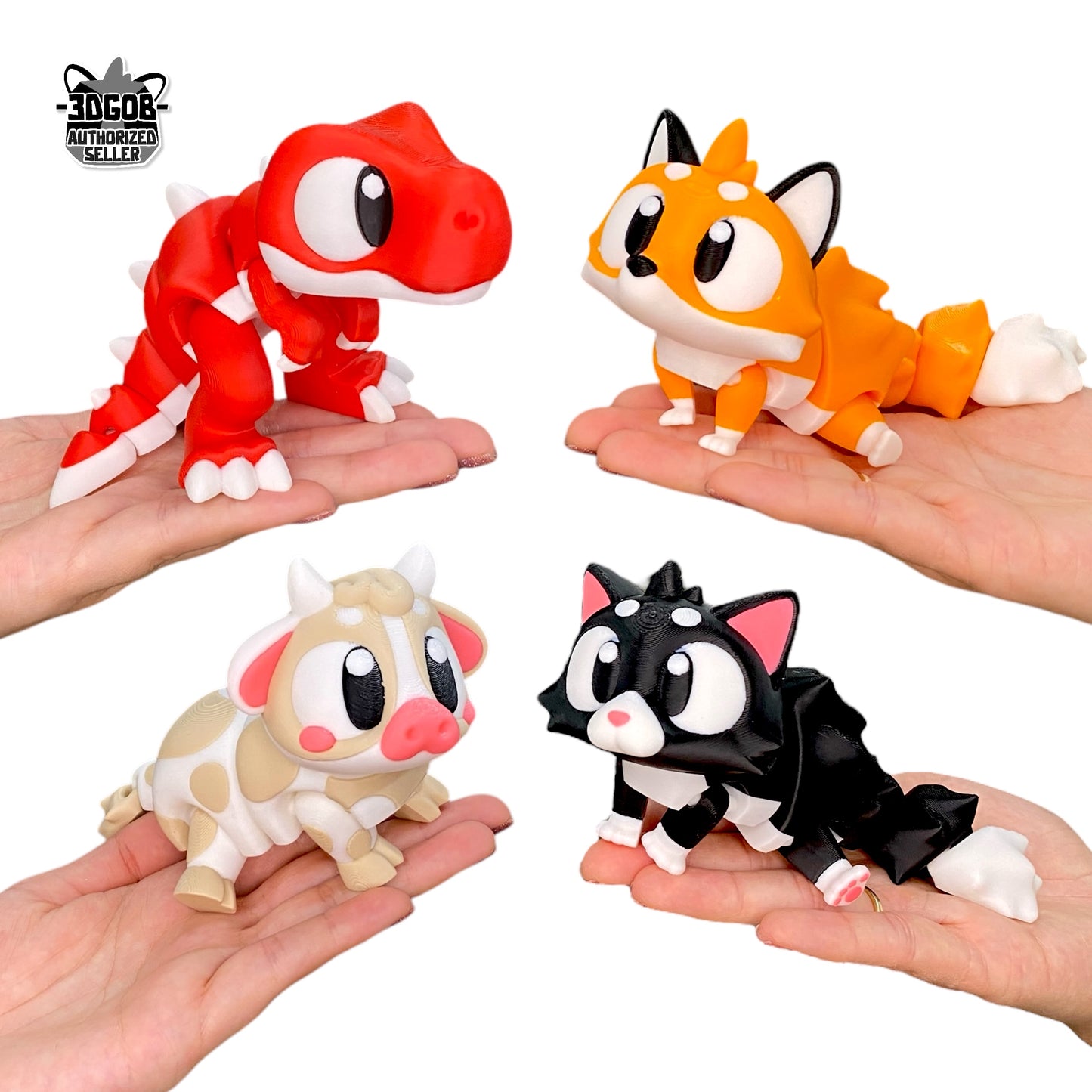 Jumbo Collectible Figurines – Cute 3D Printed Dinos & Animals – Articulated, Colorful, Limited Edition