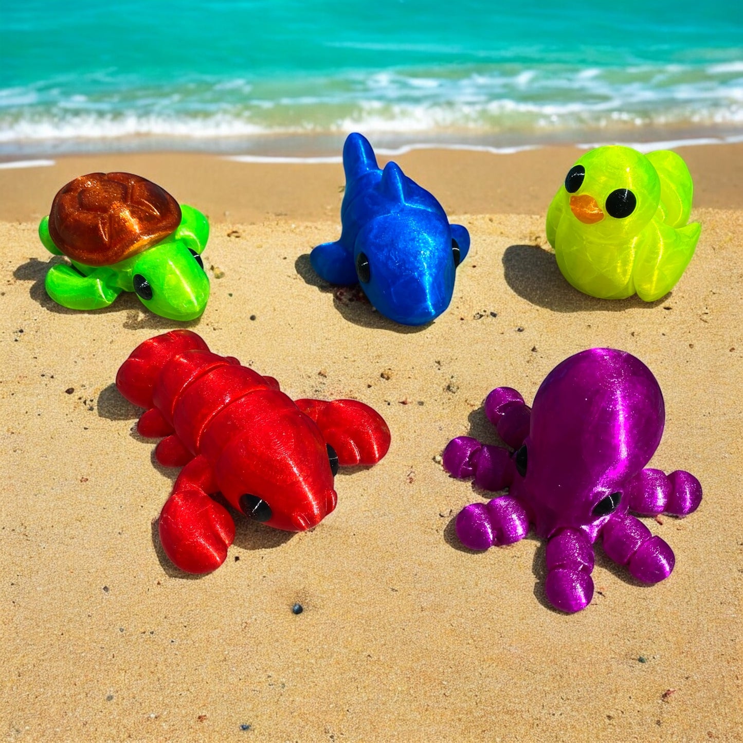 Splash Squad – Floating Ocean Animal Toys – Articulated Summer Figurines for Pool, Bath & Display