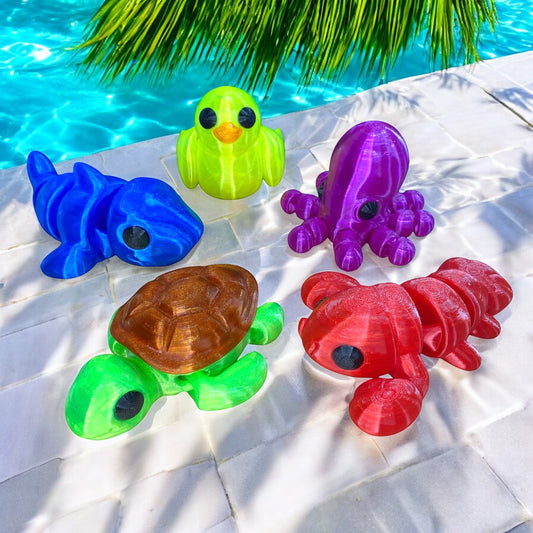 Splash Squad – Floating Ocean Animal Toys – Articulated Summer Figurines for Pool, Bath & Display